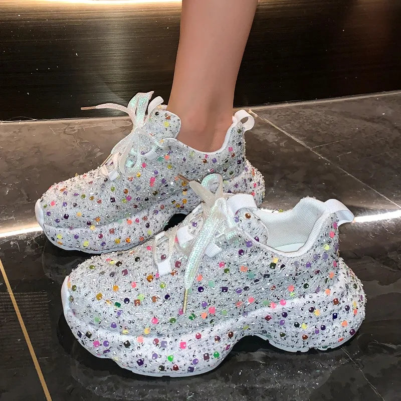 Women's Sequin Thick Sole Low Top Sneakers