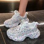 Women's Sequin Thick Sole Low Top Sneakers