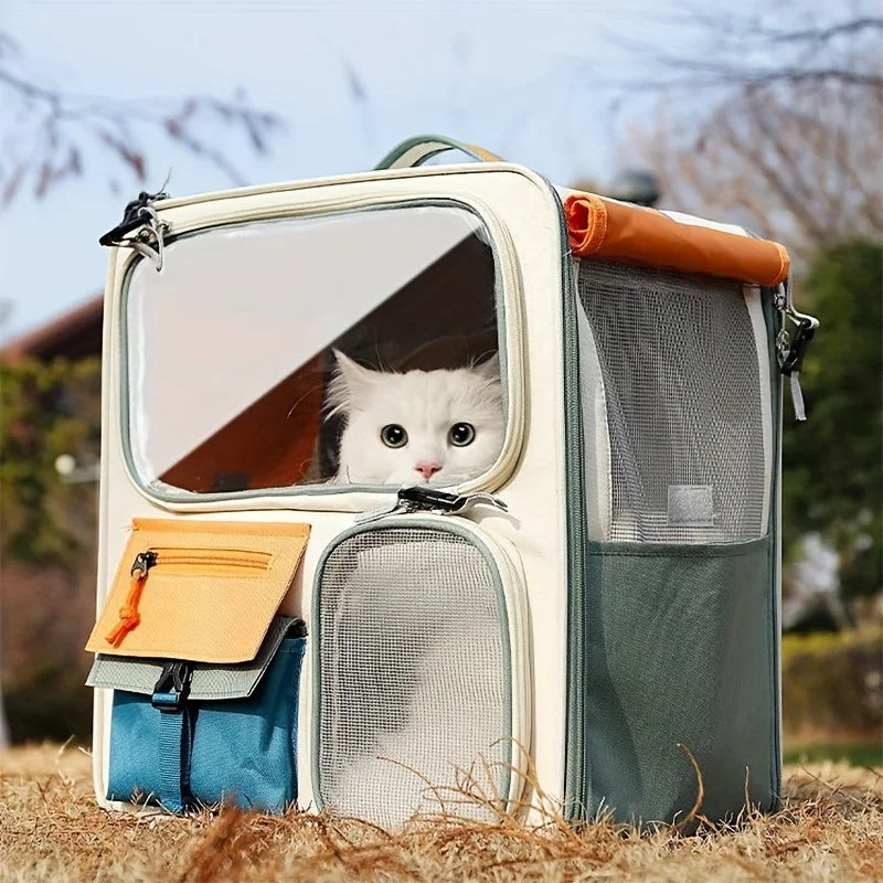 Expandable Large Capacity Breathable Pet Carrier Backpack for Cats Dogs