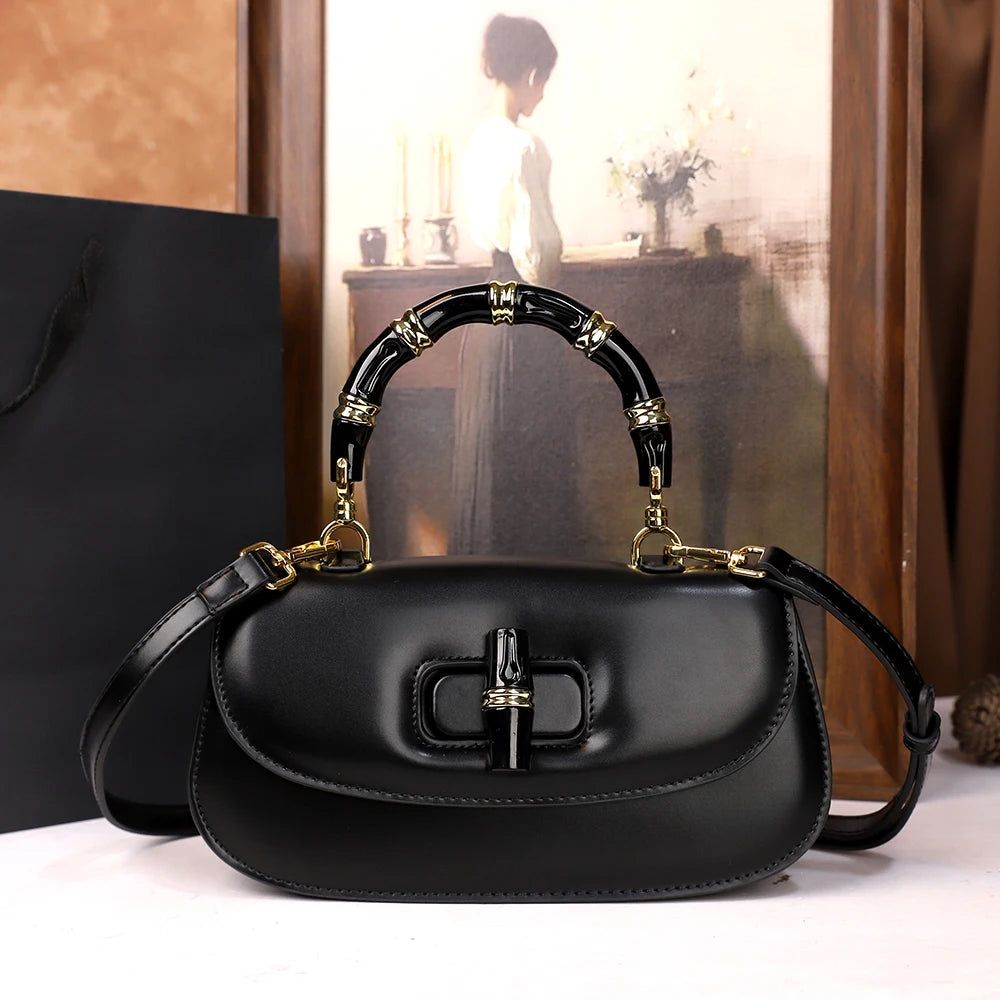Women's Bamboo Handle Saddle Crossbody Bag
