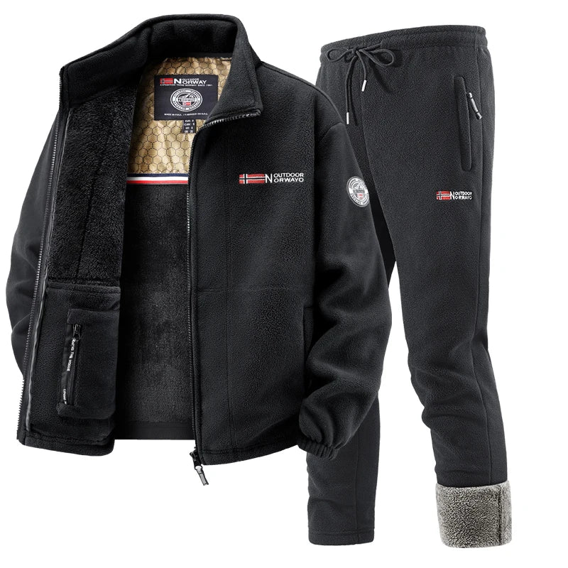 Men's Thick Fleece Lined Sportswear Tracksuit Set