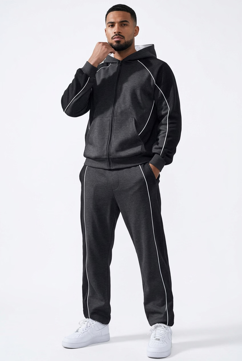 Men's Casual Zip-Up Hoodie and Pants Tracksuit Set