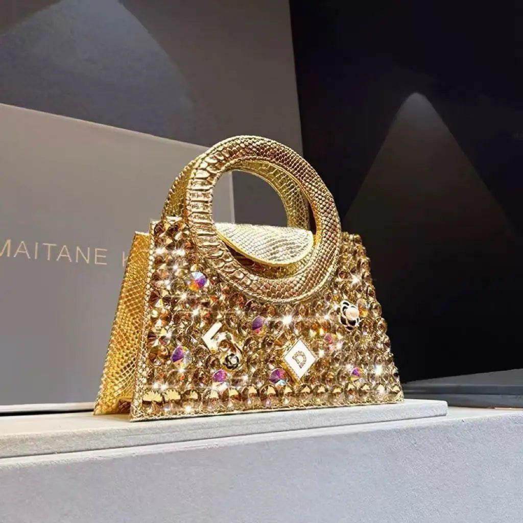 Women's Fashion Rhinestone Minaudiere Crossbody Handbag