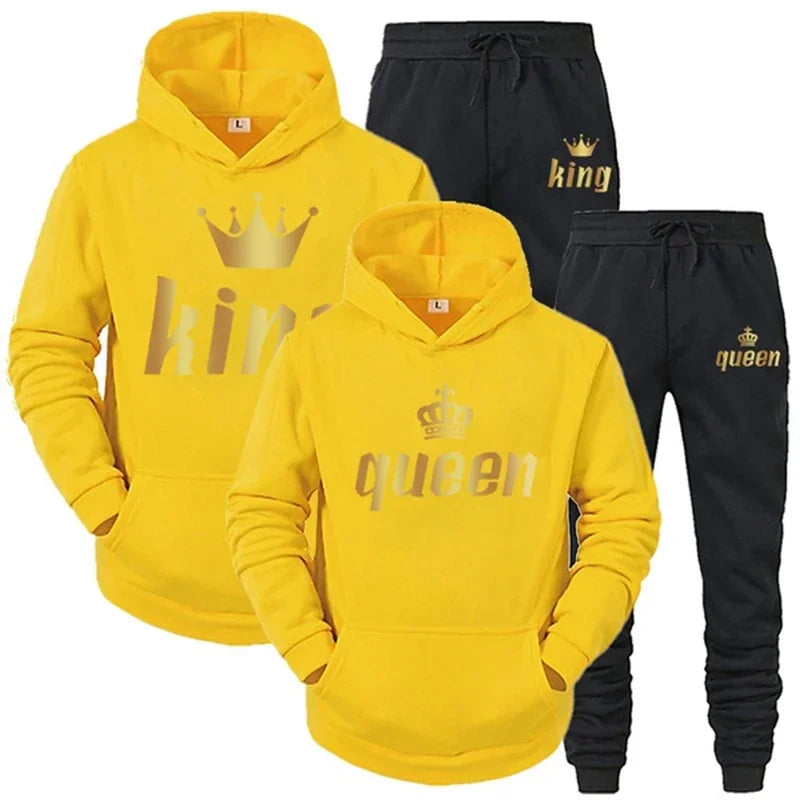 King & Queen Couple Hoodie and Jogger Pants Set