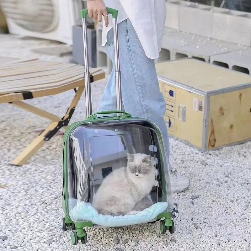 Breathable Space Capsule Rolling Pet Carrier Backpack for Cats Dogs