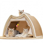 Solid Wood Enclosed Cat Villa Sisal Scratcher All Season
