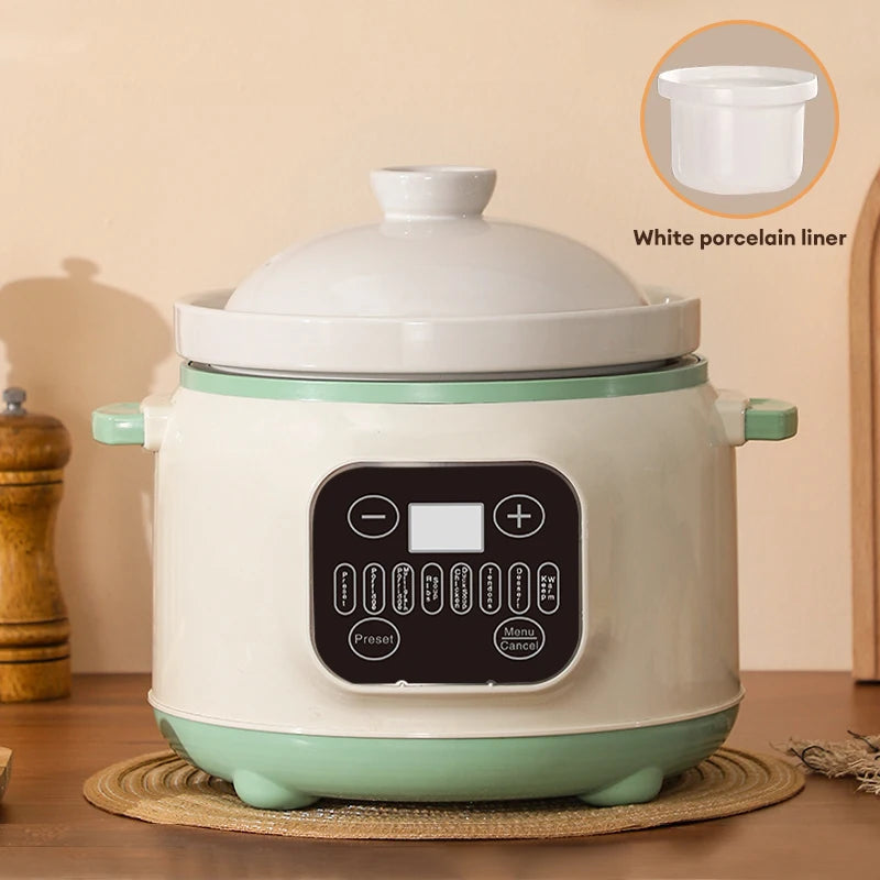 4-Quart Multifunctional Ceramic Slow Cooker and Electric Stew Pot