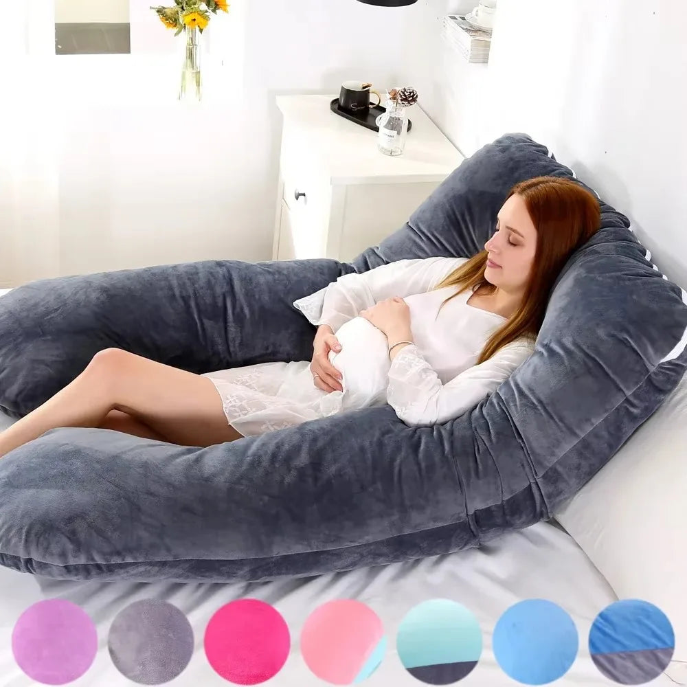 U-Shape Maternity Body Pillow Soft Fleece Pregnancy Support