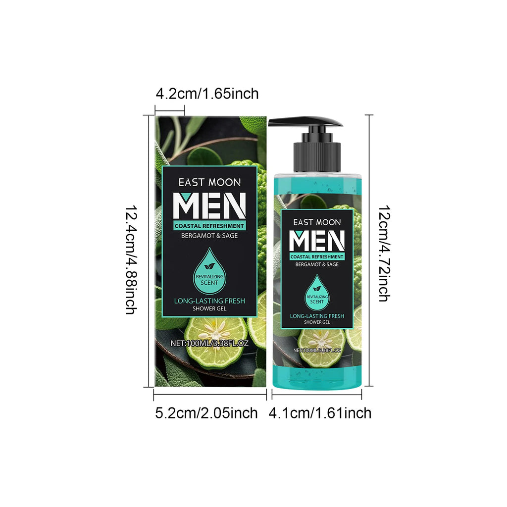 Men Long Lasting Fragrance Shower Gel Deeply Cleansing Exfoliating 3.4 fl oz