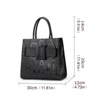 Women's Letter Print Cowhide Leather Large Capacity Handbag