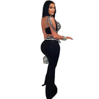 Women's Rhinestones Strapless Top and Long Skirt 2-Piece Set