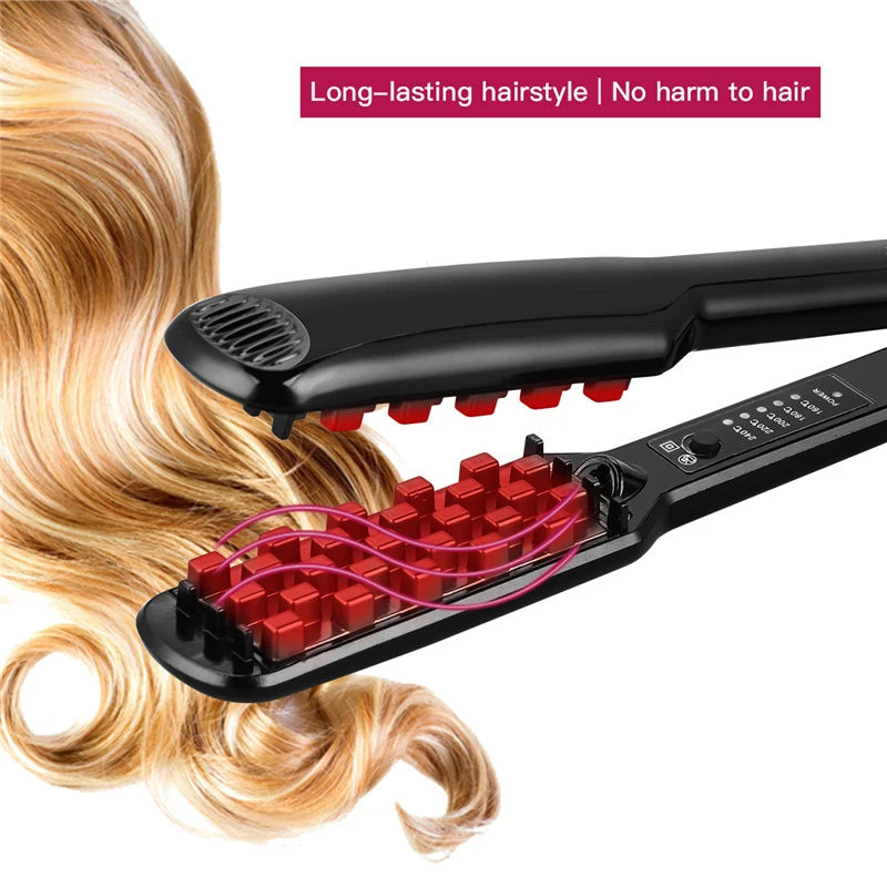 3D Grid Hair Crimper Ceramic Volumizing Waver