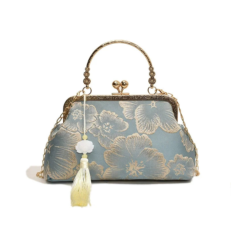 Women's Luxury Embroidered Floral Evening Clutch Bag