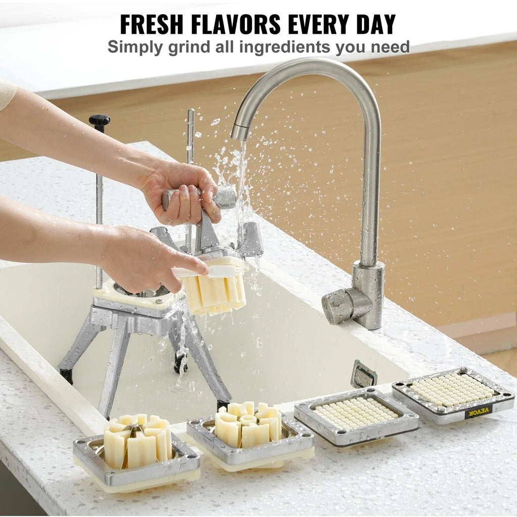 Commercial Manual Vegetable and Fruit Dicer with 4 Blades and Tray