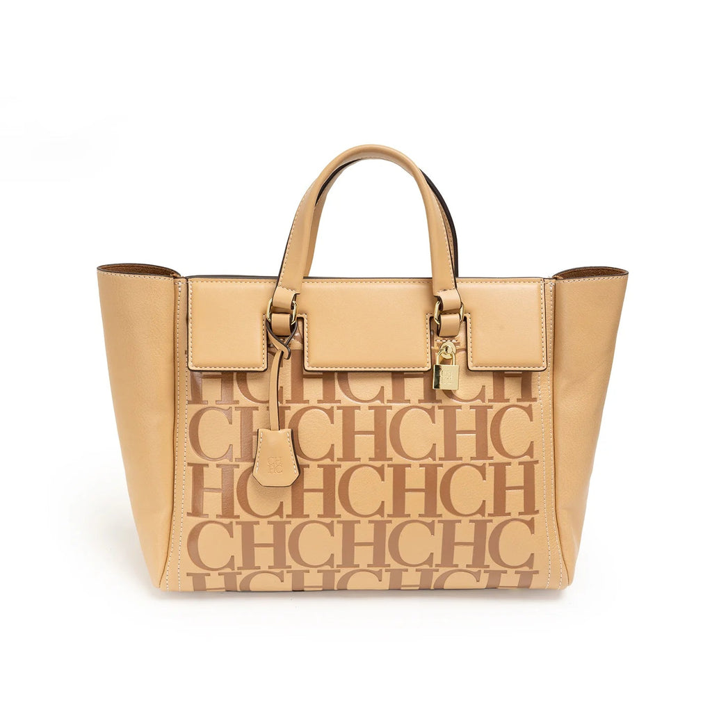 Women's Embossed Letter Shopper Shoulder Tote Bag