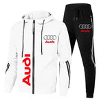 Men's Zip-Up Hooded Sweatshirt and Pants Two Piece Set