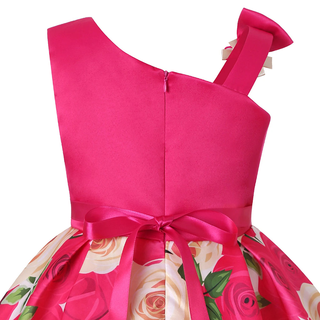 Girls' Floral Ball Gown Sleeveless Tea-Length Party Dress