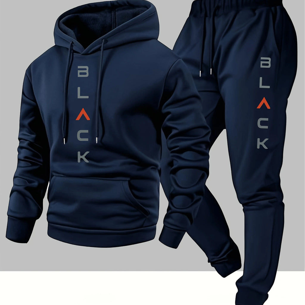 Men's Printed Hooded Sweatshirt and Sweatpants Set
