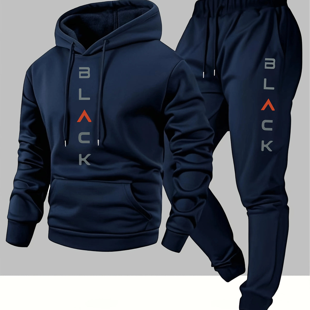 Men's Printed Hooded Sweatshirt and Sweatpants Set