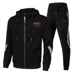 Men's Zip-Up Hooded Sweatshirt and Pants Two Piece Set