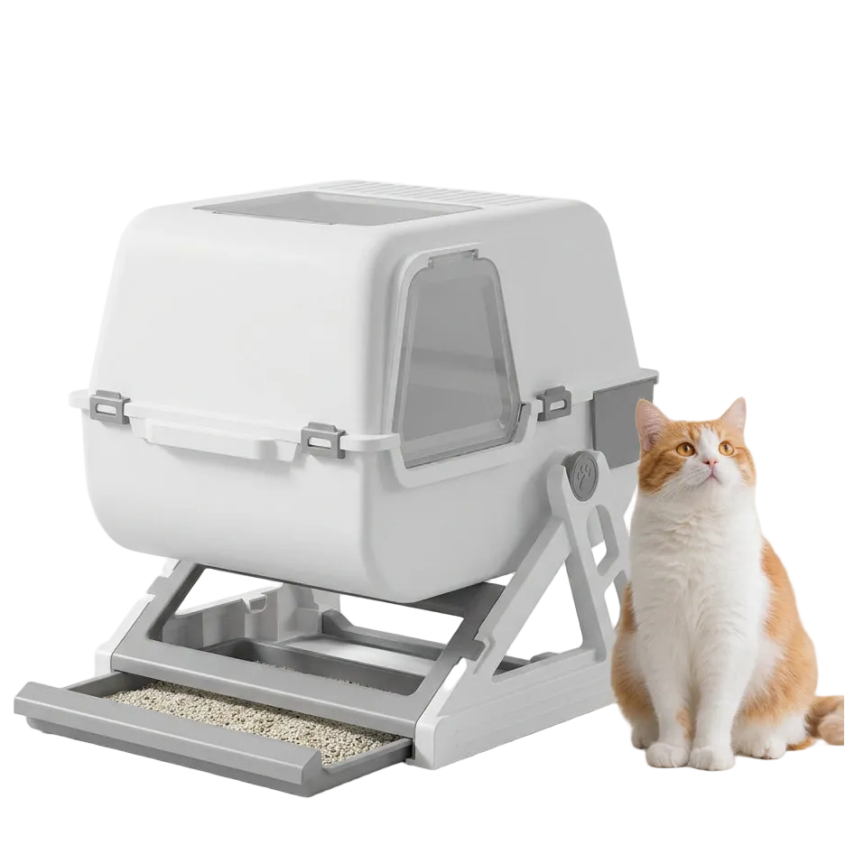 Semi Automatic Enclosed Cat Litter Box for Cats