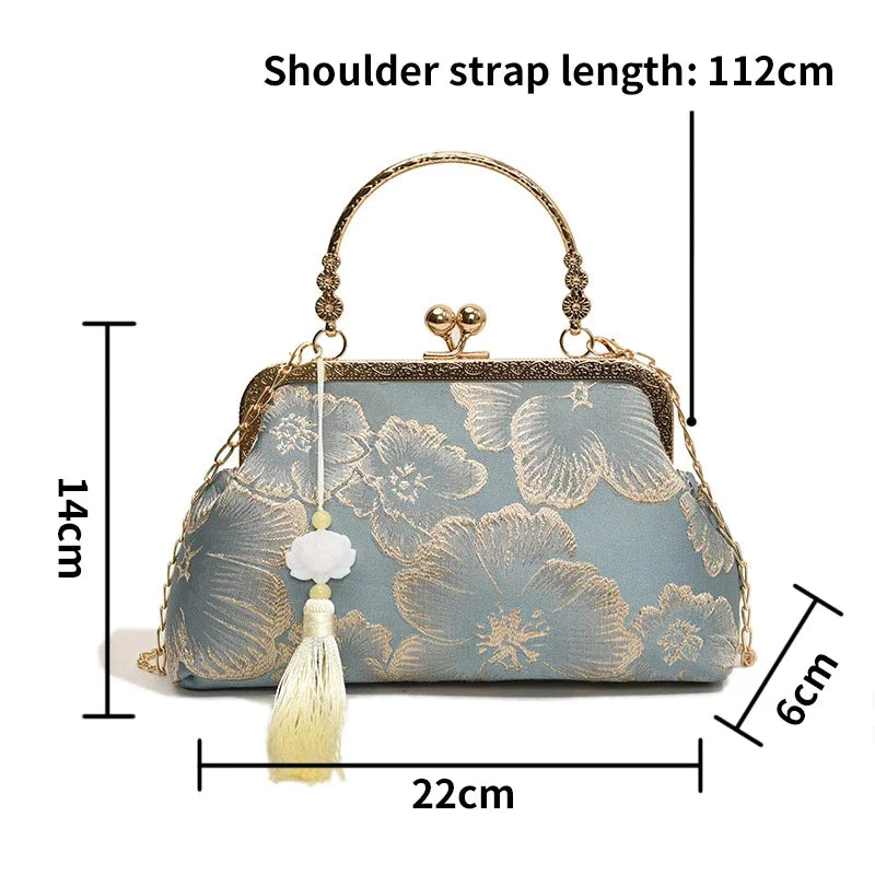 Women's Luxury Embroidered Floral Evening Clutch Bag