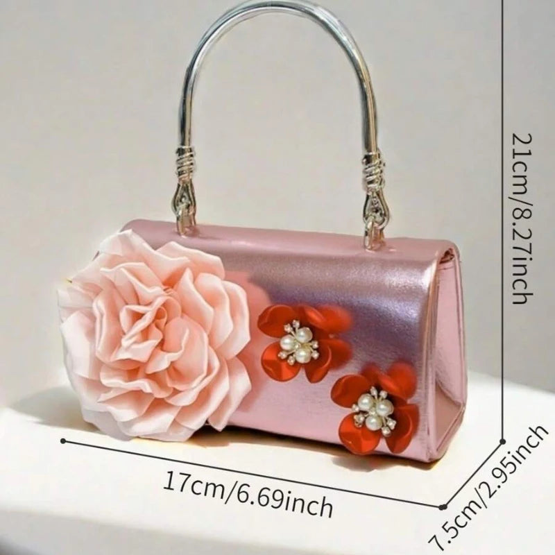 Women's Luxury Floral Handle Evening Crossbody Bag