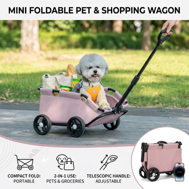 Foldable Pet Trolley Travel Carrier for Cats Dogs