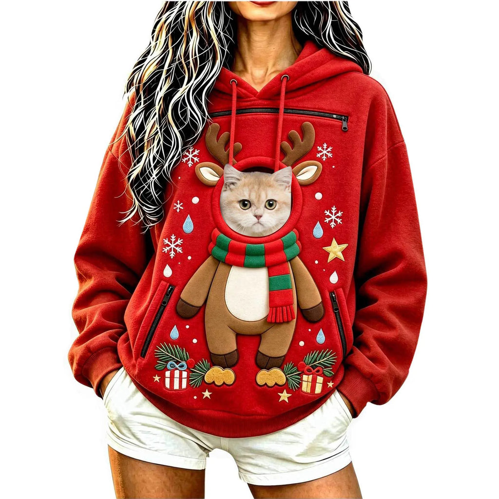 Unisex Christmas Pattern Pet Carrier Pouch Hoodie