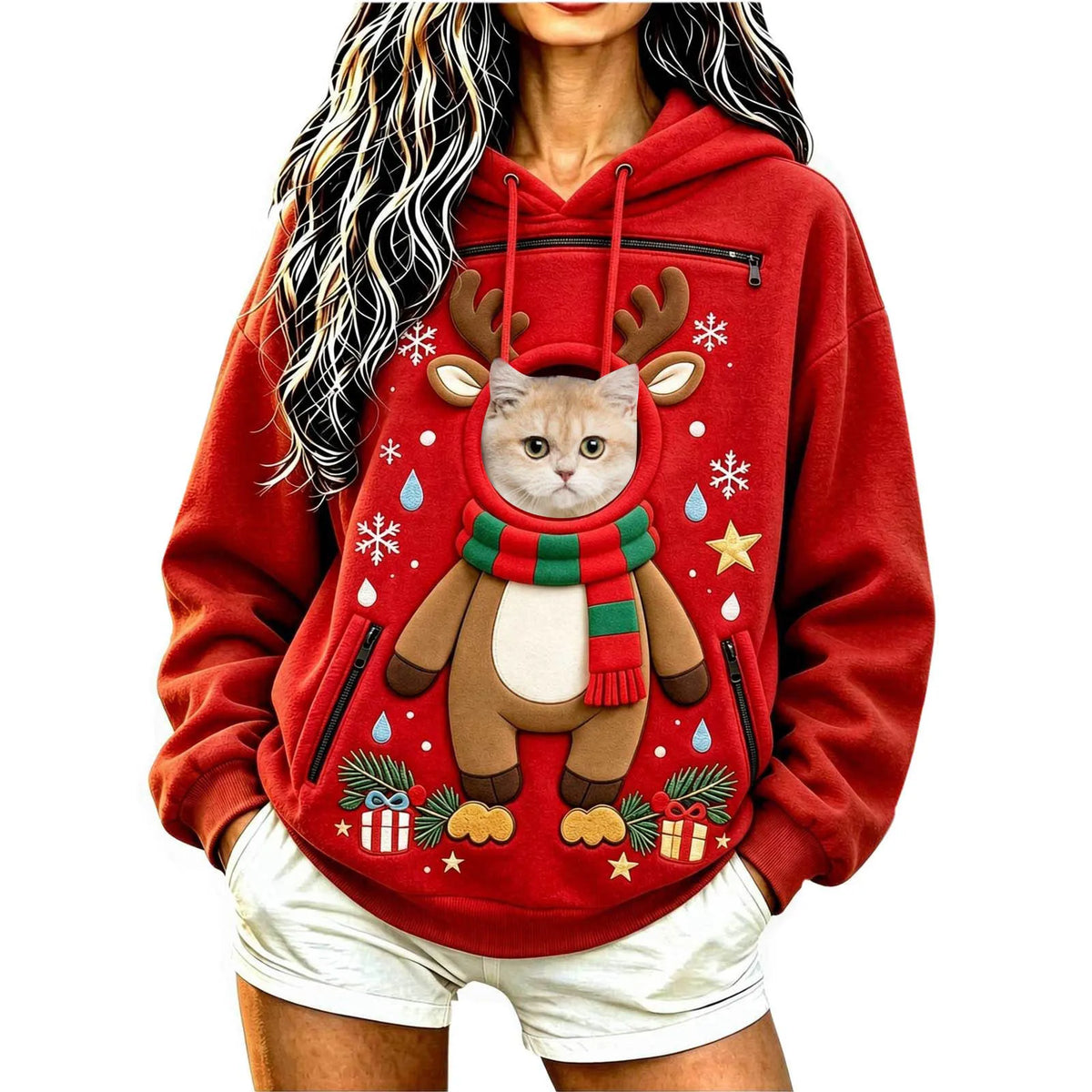 Unisex Christmas Pattern Pet Carrier Pouch Hoodie