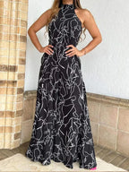 Women's Printed Sash-Tie Off-Shoulder Sleeveless Jumpsuit