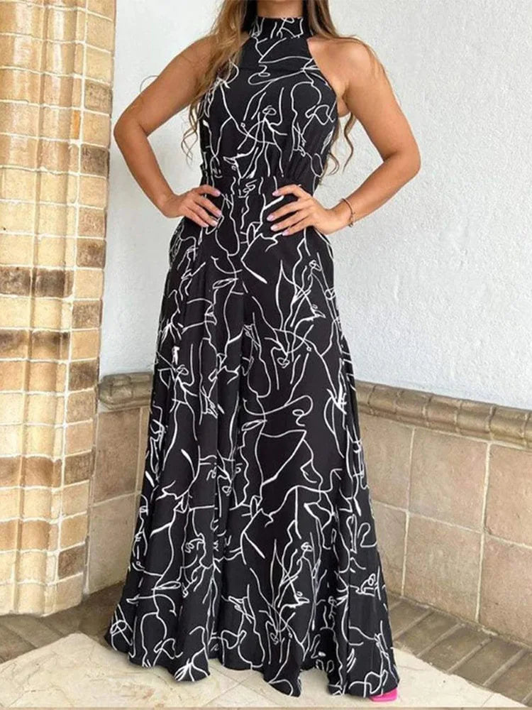 Women's Printed Sash-Tie Off-Shoulder Sleeveless Jumpsuit