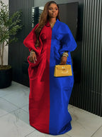 Women's African Ruffle Sleeveless Kaftan Cape Wide Leg Jumpsuit AM050759
