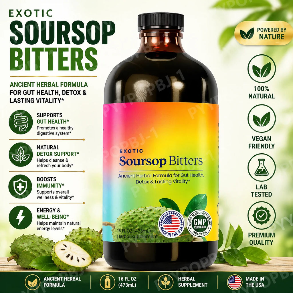 Soursop Bitters Liquid Herbal Extract Ginger Turmeric Sea Moss