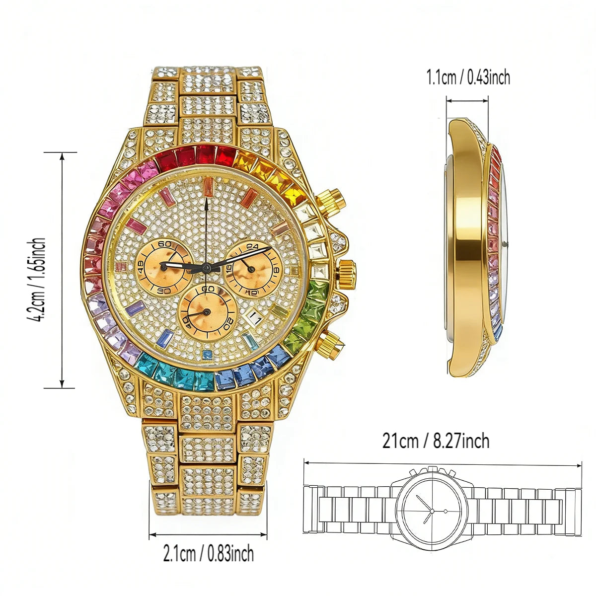 Men's Luxury Hip Hop Diamond Quartz Wristwatch