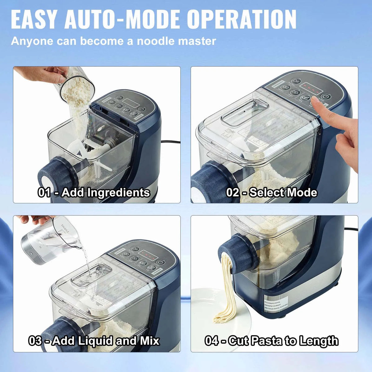 Automatic Electric Pasta Maker Machine with 8 Discs 1.1 lb Capacity