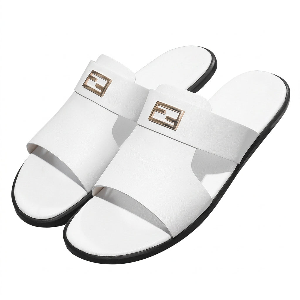 Men's Summer Metal Buckle Slip-On Flat Slippers