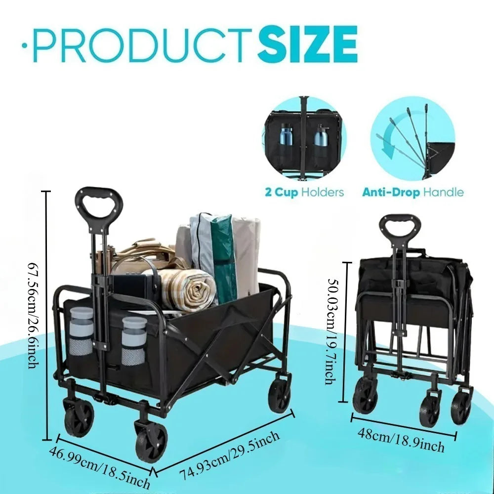 Heavy Duty Folding Wagon Cart with All Terrain Wheels