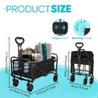 Heavy Duty Folding Wagon Cart with All Terrain Wheels