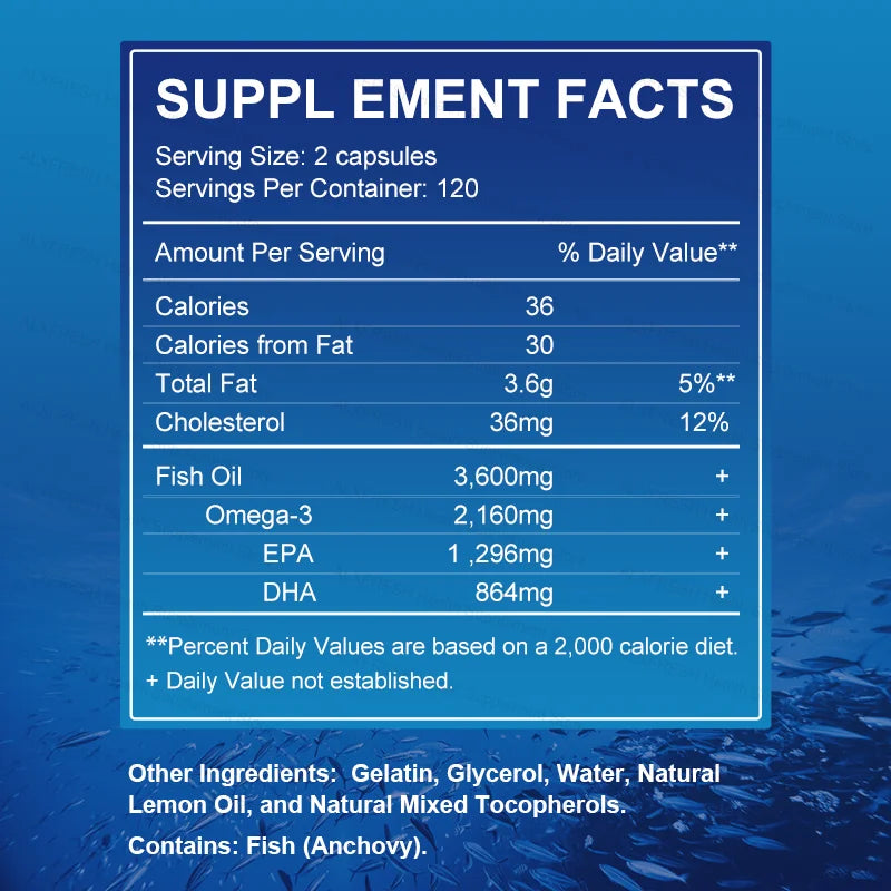 Omega 3 Fish Oil High EPA DHA Dietary Supplement Softgels