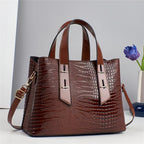 Women's Crocodile Pattern PU Leather Shoulder Tote Bag