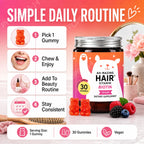 Biotin Gummies 5000 mcg Hair Skin Nails Support Vegan 30 Count