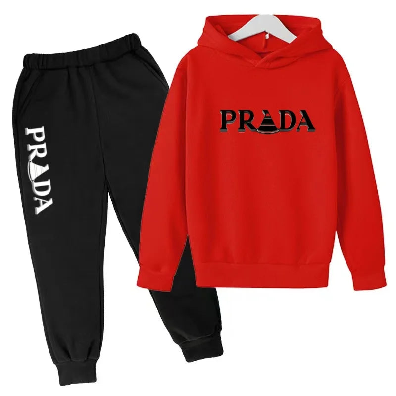 Kids' Printed Hooded Sweatshirt and Pants 2-Piece Set