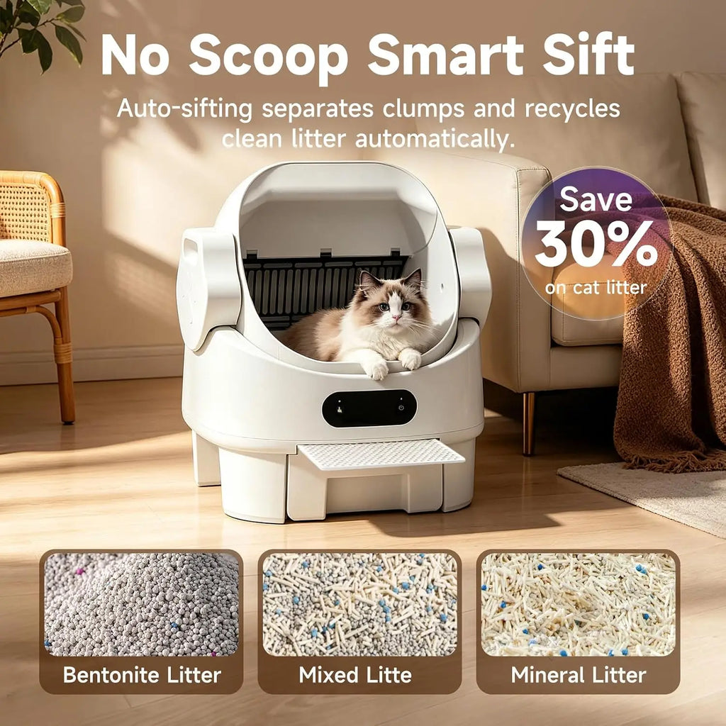 XL Automatic Self Cleaning Open Top Cat Litter Box for Cats