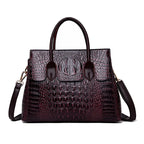 Women's Crocodile Pattern PU Leather Crossbody Tote Bag