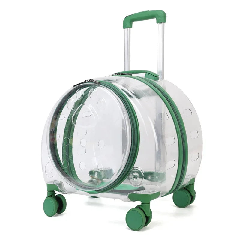 Portable Breathable Rolling Pet Carrier Suitcase for Cats Dogs