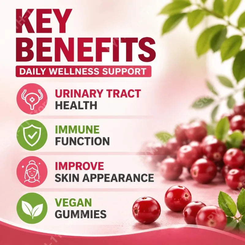 Cranberry Urinary Tract Health Support Dietary Supplement Gummies