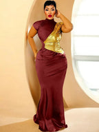 Women's Elegant Dashiki Short Sleeve Maxi Dress