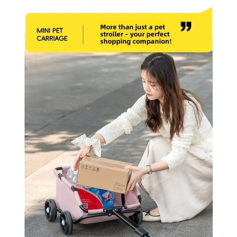 Foldable Pet Trolley Travel Carrier for Cats Dogs