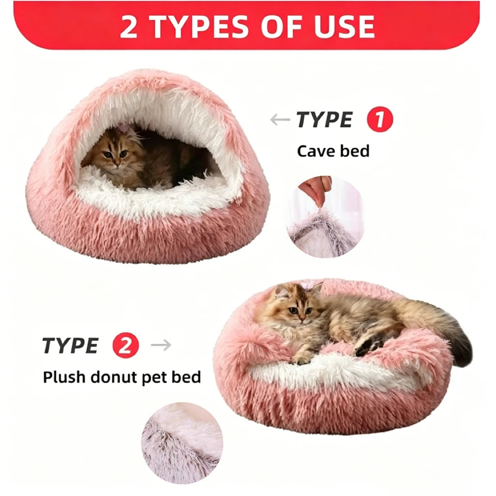 Shell-Shaped Plush Cat Bed for Small Dogs
